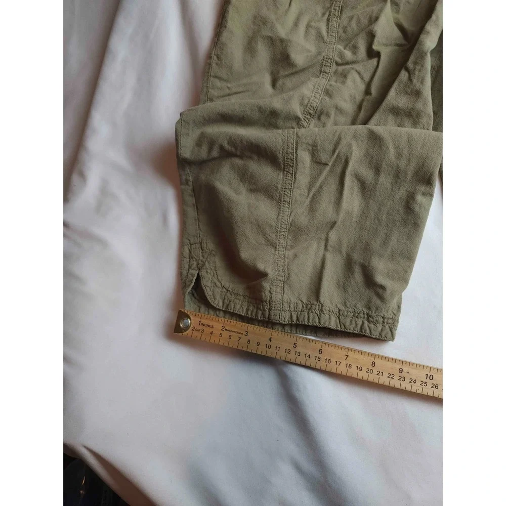 Karen Scott Cargo Utility Pants Womens XL Olive Green Cotton Drawstring Cropped